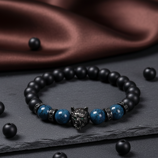 Wolf Head Bracelet with Copper Micro