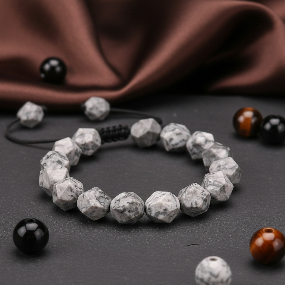 Faceted Tiger Eye & Map Stone Bracelet