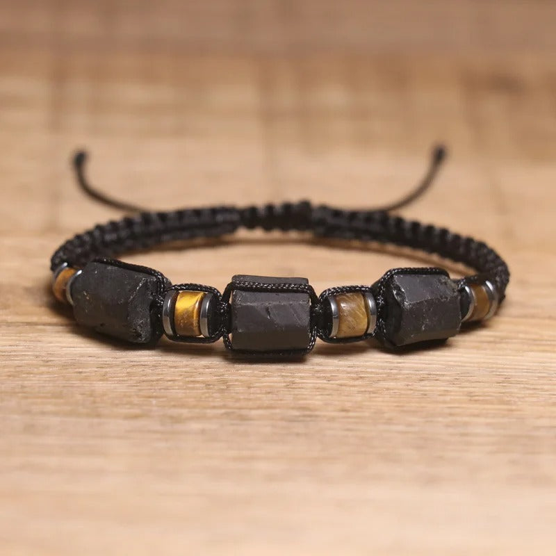 Cylinder Black Beaded Bracelet