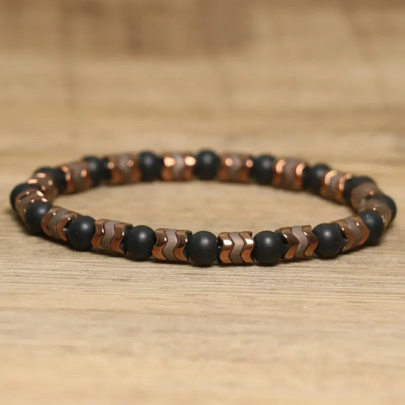 Onyx & Hematite Beaded Bracelet