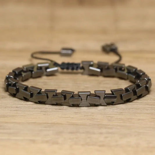 Irregular Hematite Stone Bracelet – Punk Style