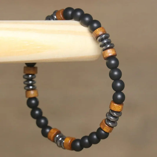 Wooden Beads Adjustable Gemstone Bracelet