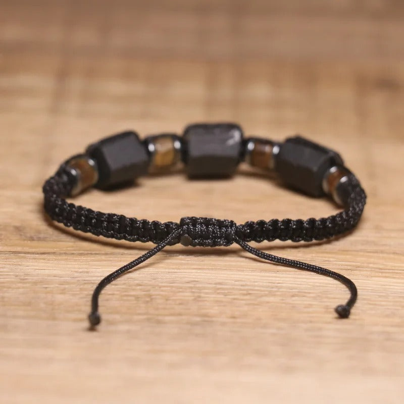 Cylinder Black Beaded Bracelet