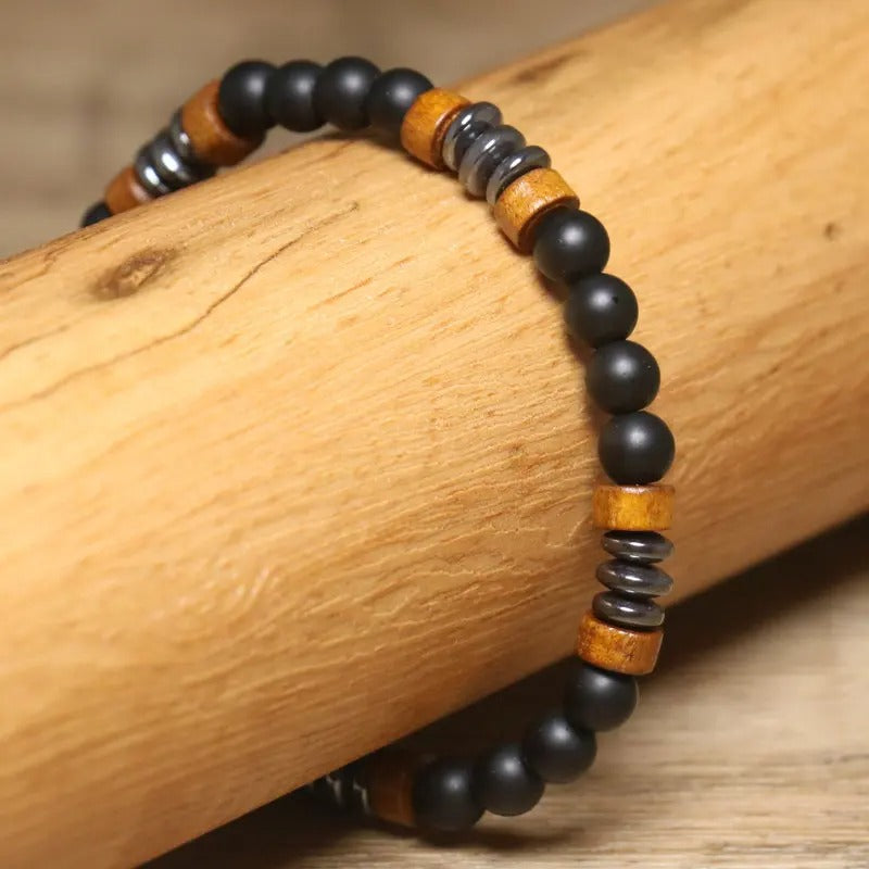 Wooden Beads Adjustable Gemstone Bracelet