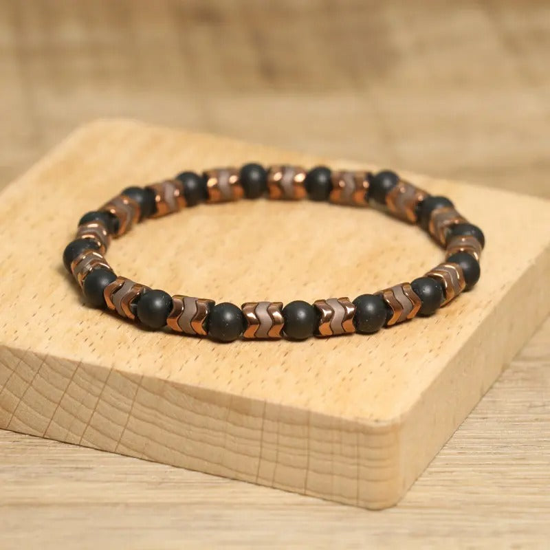 Onyx & Hematite Beaded Bracelet