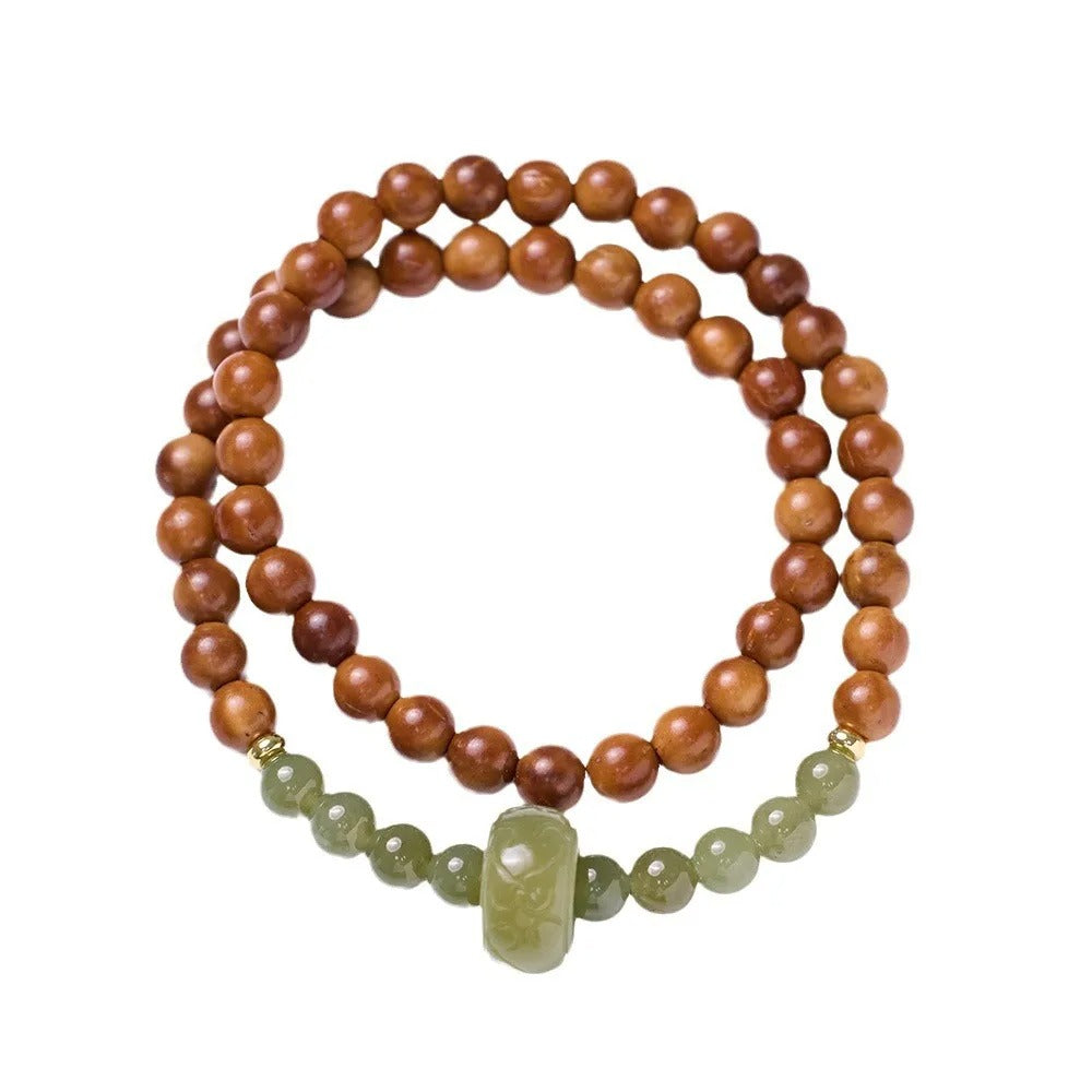2-Layer Wood & Yellow Aventurine Prayer Bracelet