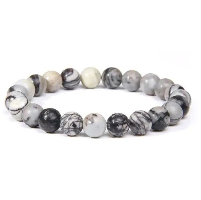 Moss Agate & Tiger Eye Bracelet β Natural Gemstone