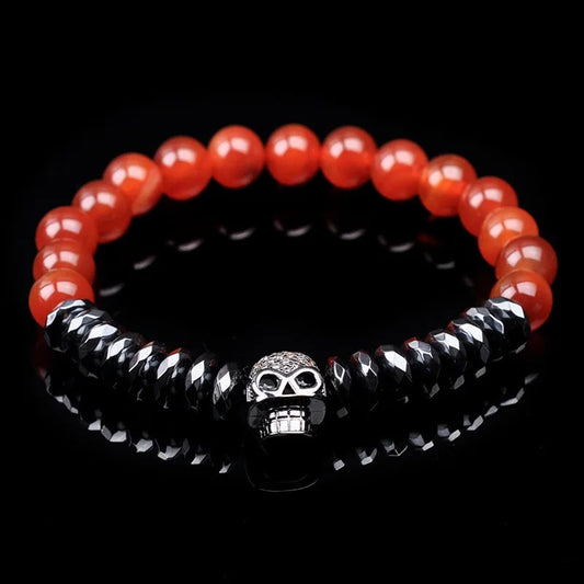 Black Skull Hematite Stone Bracelet