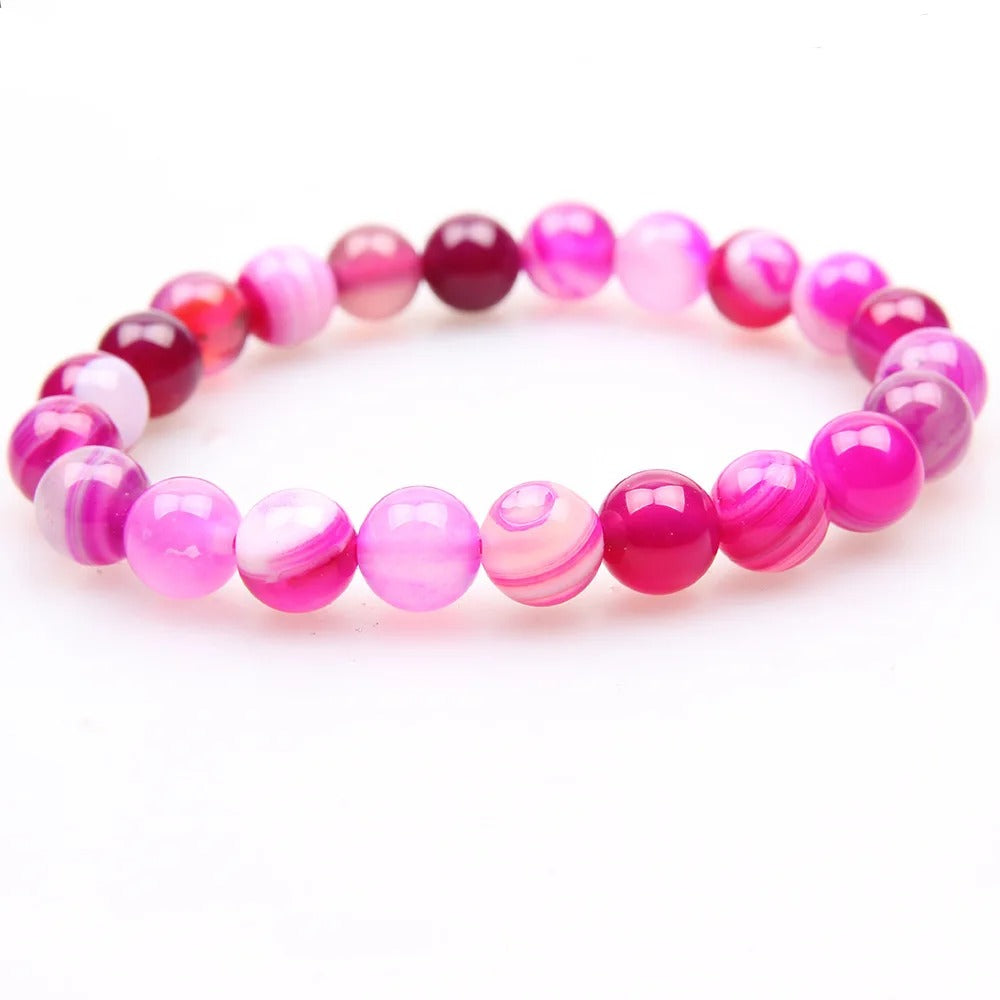 Rose Quartz, Green Jade & Yellow Agate Bracelet ā Natural Stone Healing Bracelet