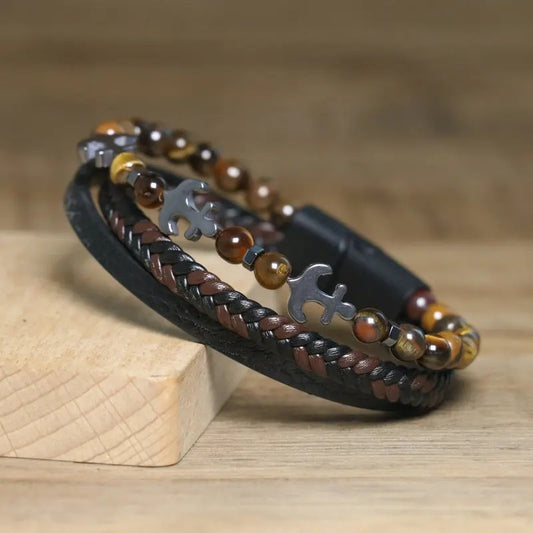 Lapis Bracelet with Leather Rope