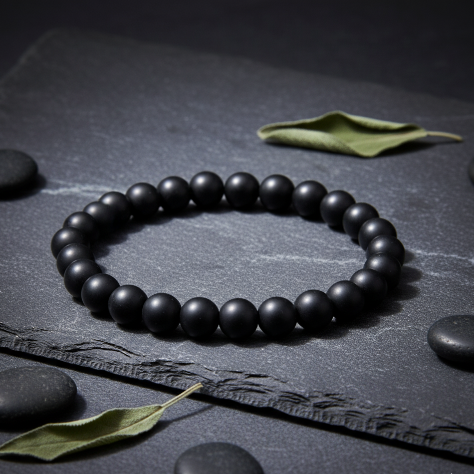 Black Lava Rock & White Turquoise Bracelet