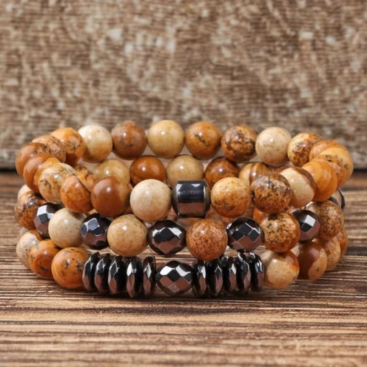 3-Layer Tiger Eye Crystal Bracelet – Diamond Cut Beads