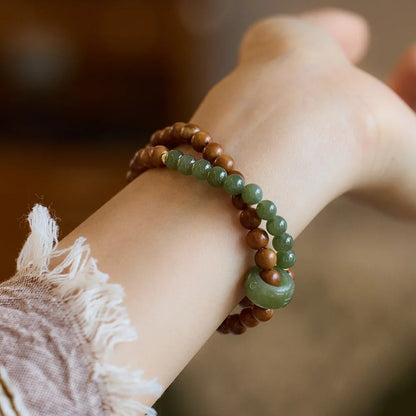 2-Layer Wood & Yellow Aventurine Prayer Bracelet