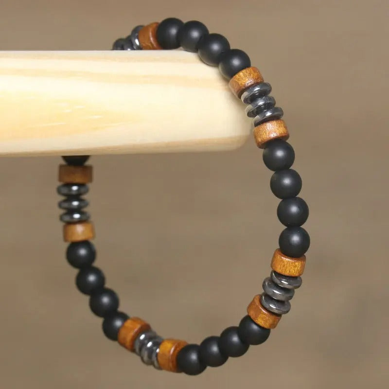 Wooden Beads Adjustable Gemstone Bracelet