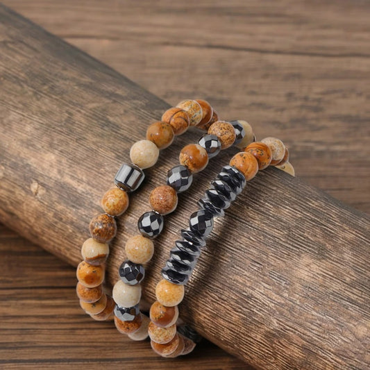 3-Layer Tiger Eye Crystal Bracelet – Diamond Cut Beads