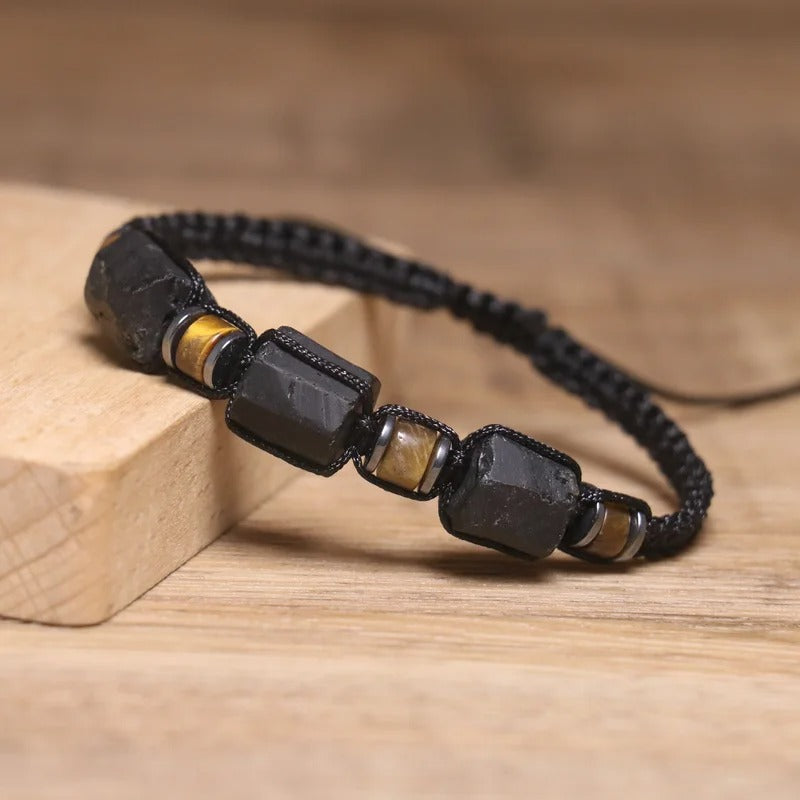 Cylinder Black Beaded Bracelet