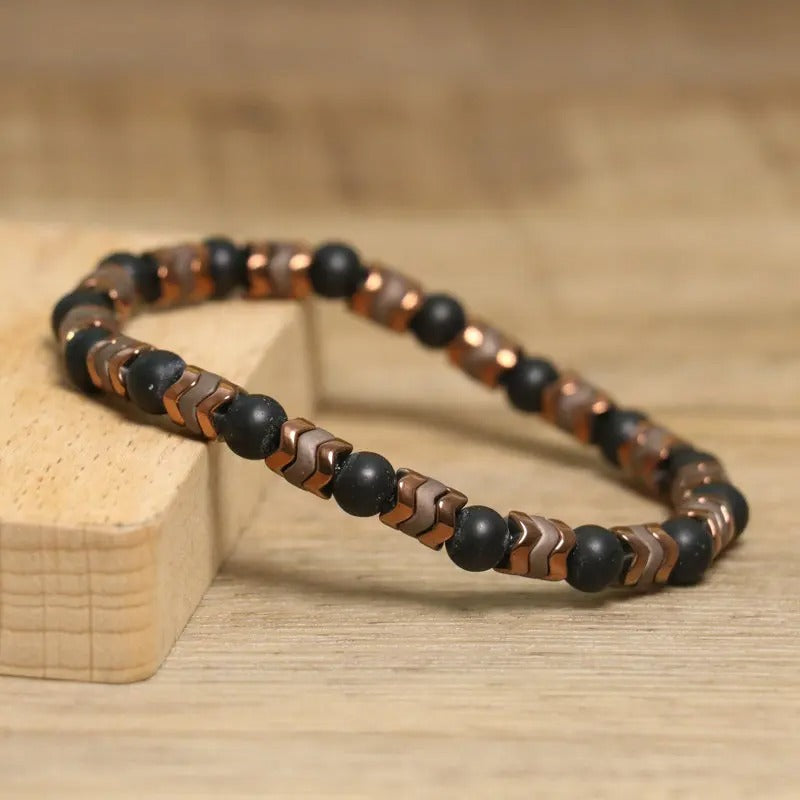 Onyx & Hematite Beaded Bracelet