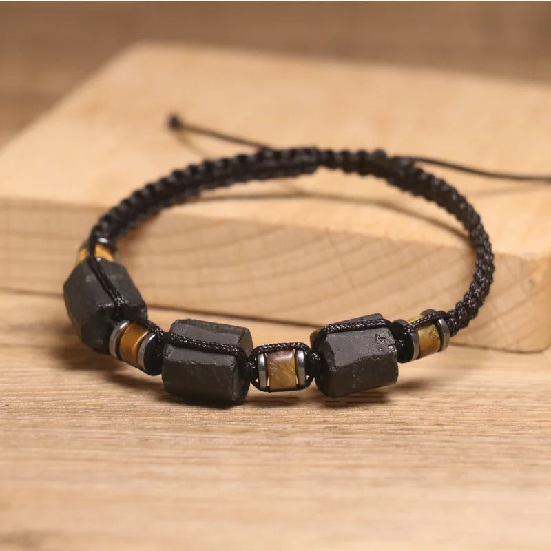 Cylinder Black Beaded Bracelet