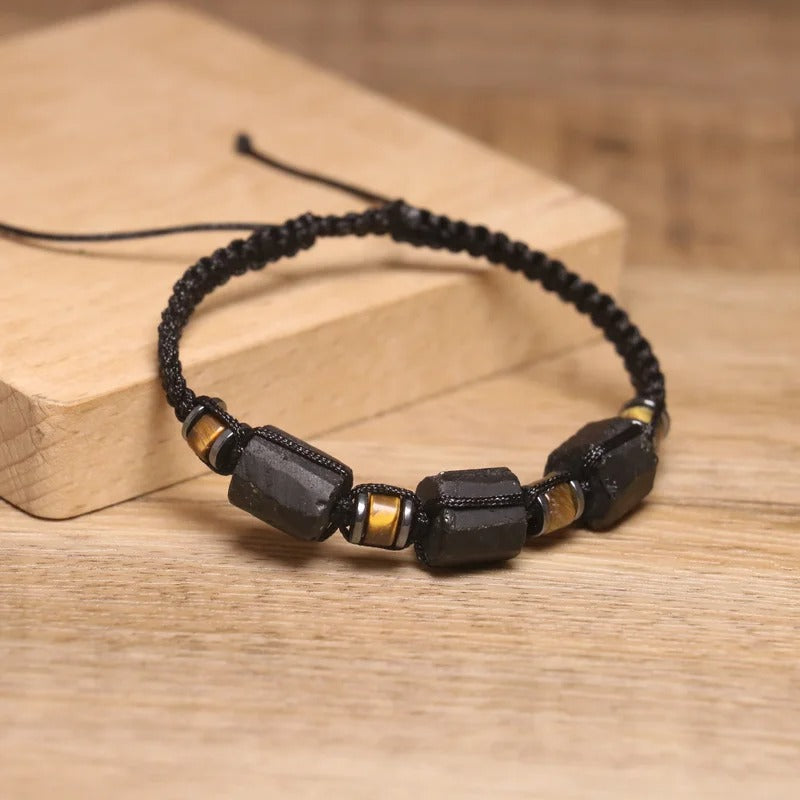 Cylinder Black Beaded Bracelet