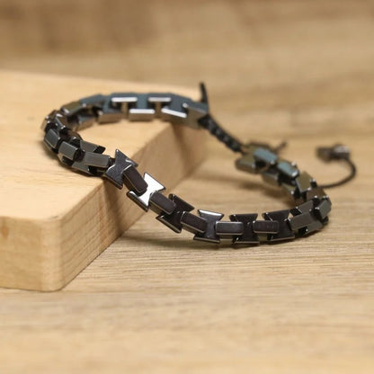 Irregular Hematite Stone Bracelet – Punk Style