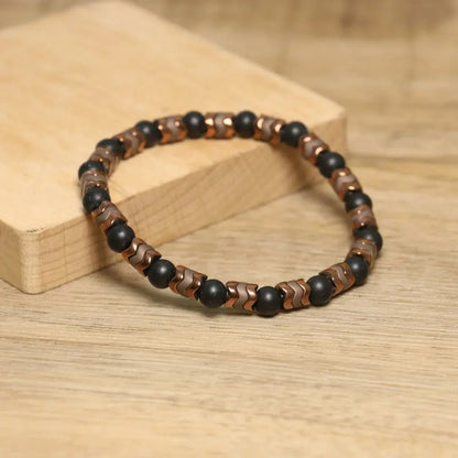 Onyx & Hematite Beaded Bracelet