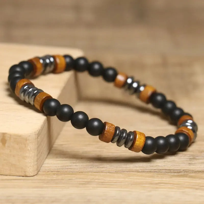 Wooden Beads Adjustable Gemstone Bracelet