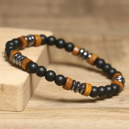 Wooden Beads Adjustable Gemstone Bracelet