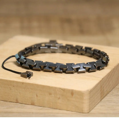 Irregular Hematite Stone Bracelet – Punk Style