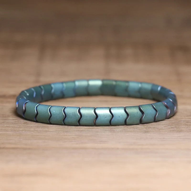 Blue Hematite Stone Beaded Bracelet